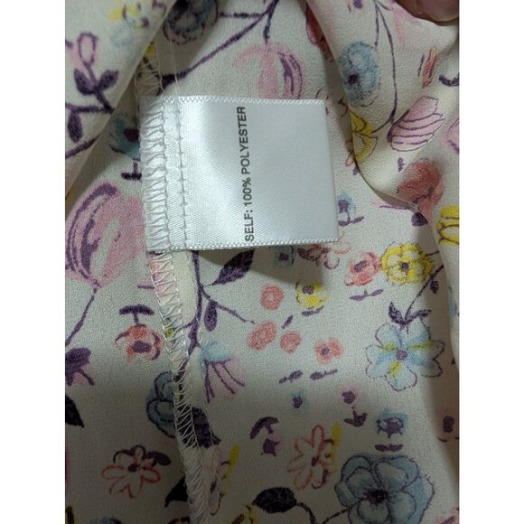 Lex & Madison Womens Medium Floral Peasant Blouse Cottagecore Tassel Tie Boho - Picture 6 of 6